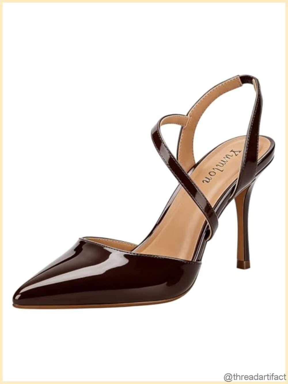Patent Leather Slingback Stiletto Heels Pointed Toe Ankle Strap Pumps